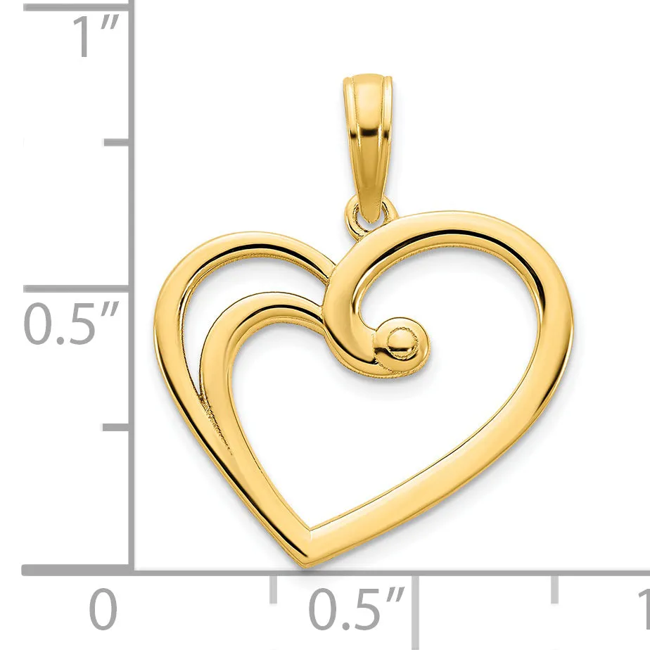 14k Yellow Gold Fancy Open Heart Pendant