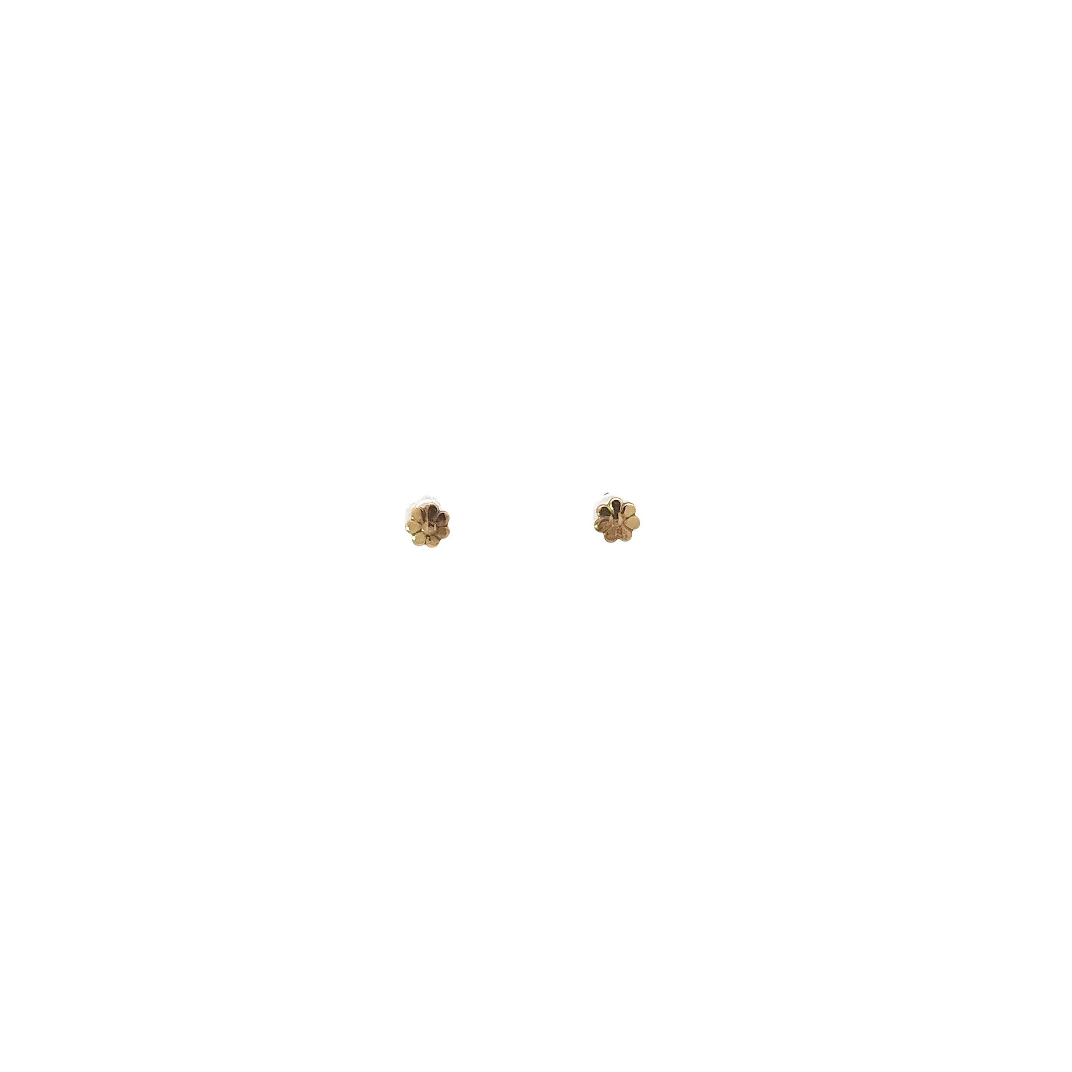 14k Yellow Gold Flower Stud Earrings