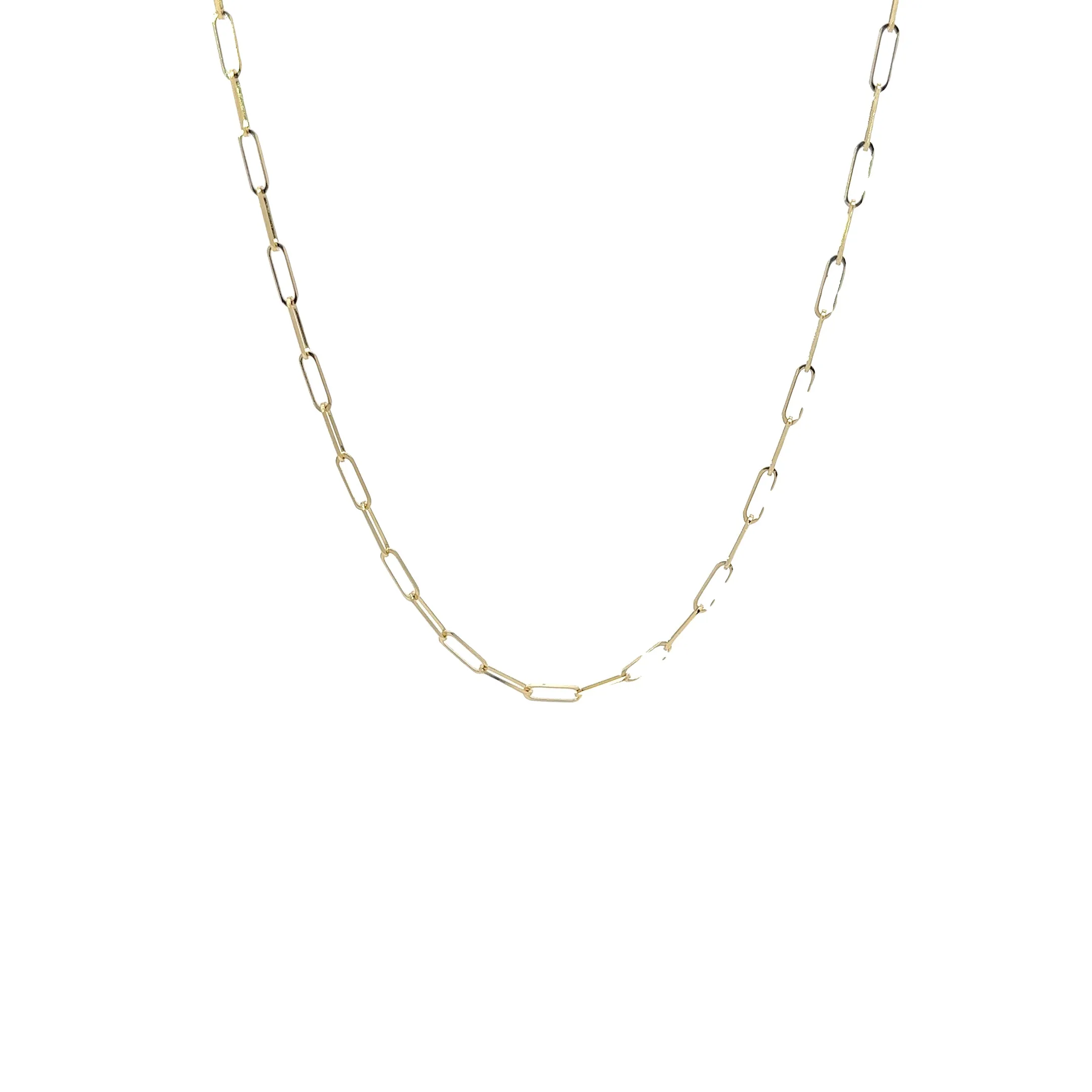 14K YELLOW GOLD PAPERCLIP CHAIN 2 1/2MM 18INCH