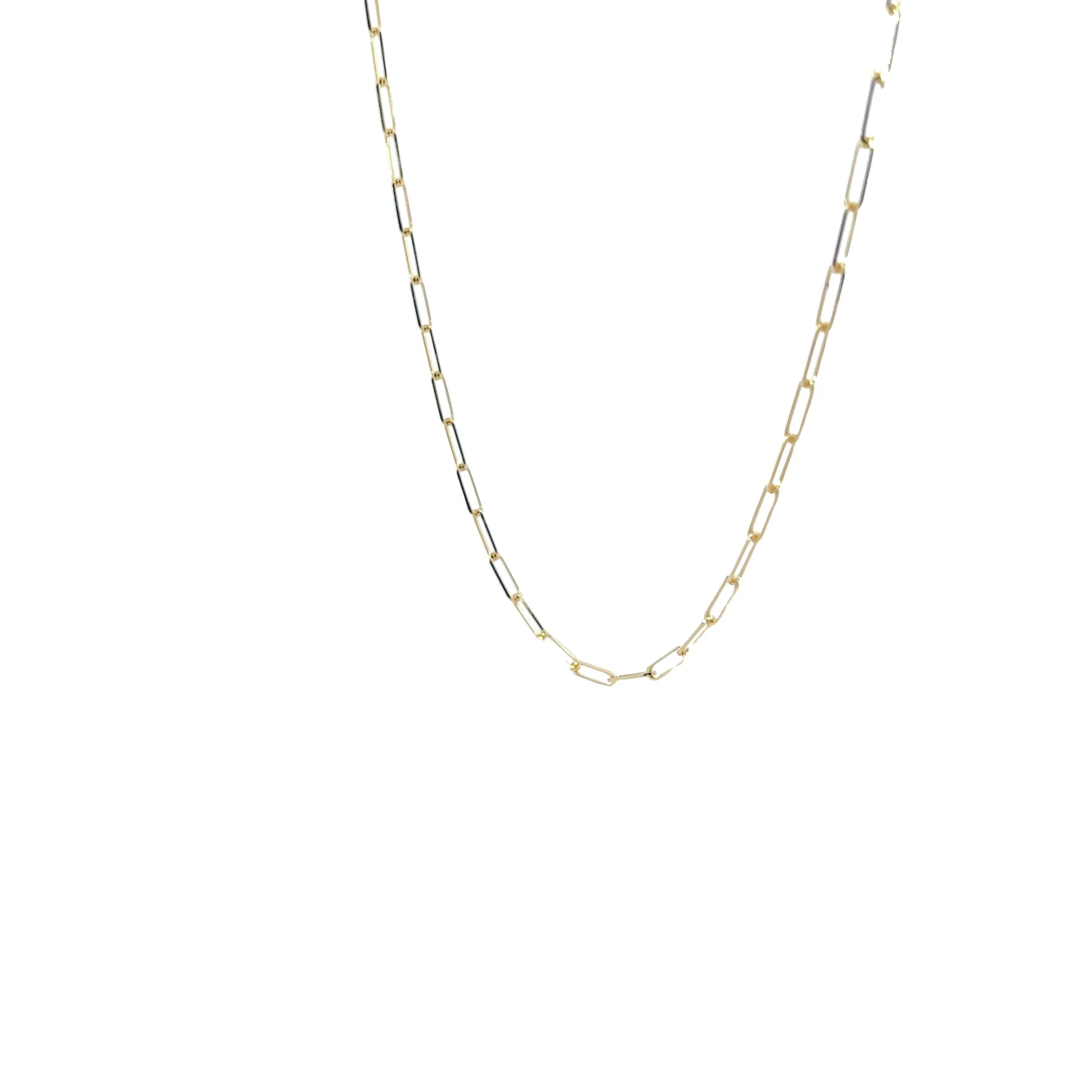 14K YELLOW GOLD PAPERCLIP CHAIN 2 1/2MM 18INCH