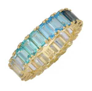 14KT Gold Blue Ombré Ring