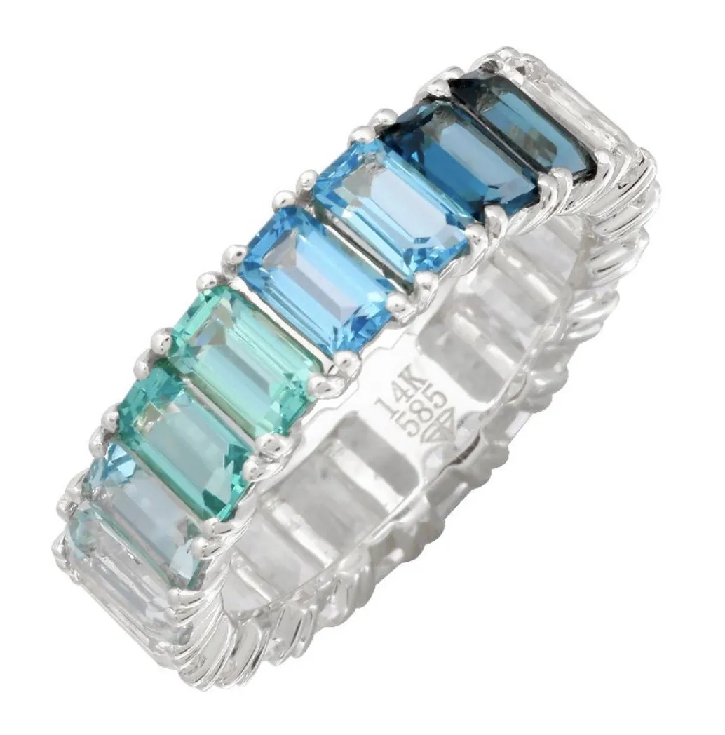 14KT Gold Blue Ombré Ring