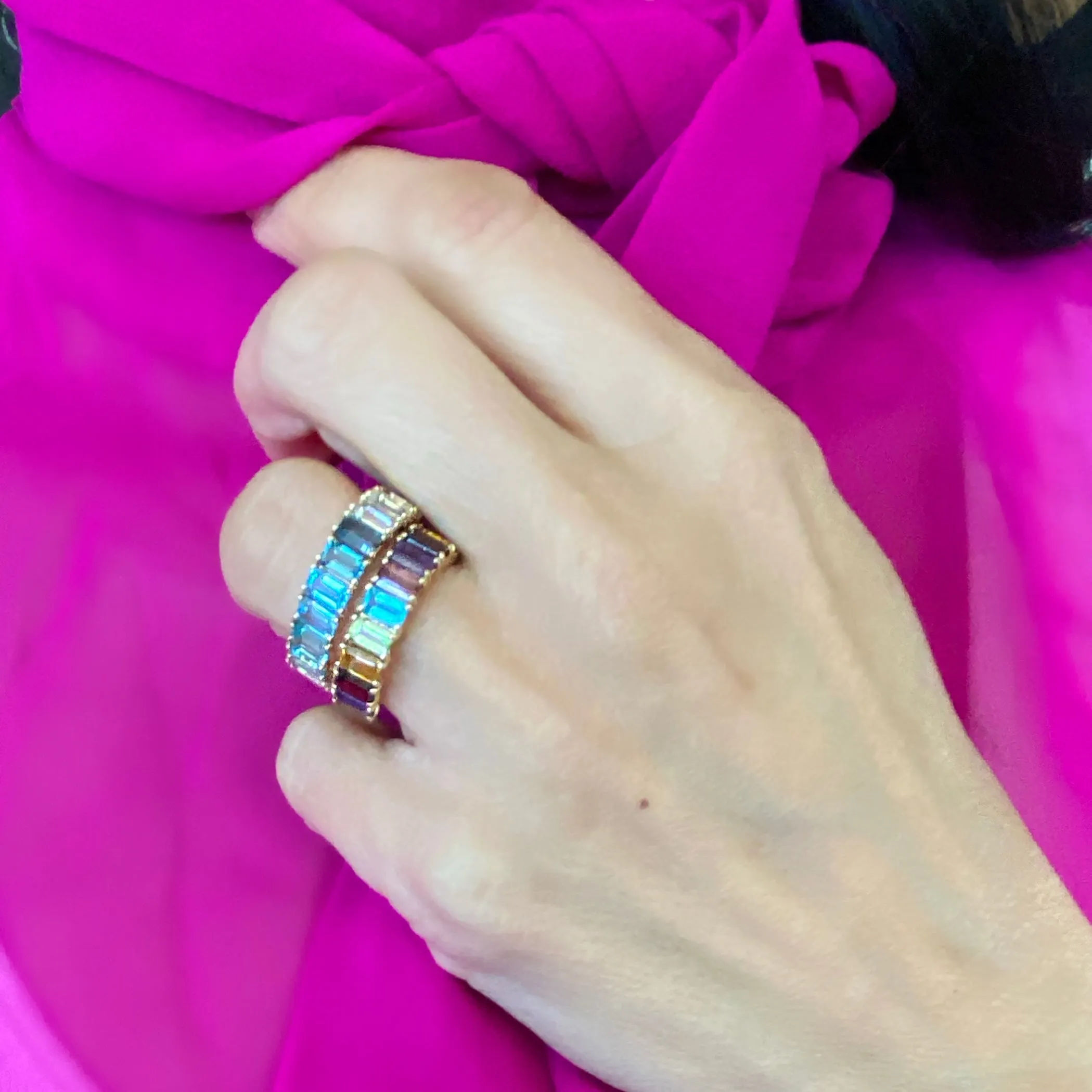 14KT Gold Blue Ombré Ring