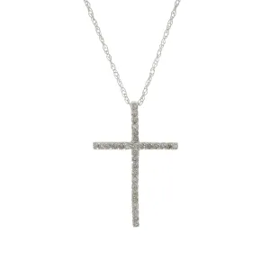 14KT White Gold Diamond Cross Necklace