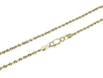 1.5MM SOLID 14K YELLOW GOLD DIAMOND CUT ROPE CHAIN ANKLET 10"