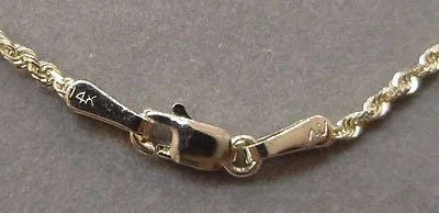 1.5MM SOLID 14K YELLOW GOLD DIAMOND CUT ROPE CHAIN ANKLET 10"