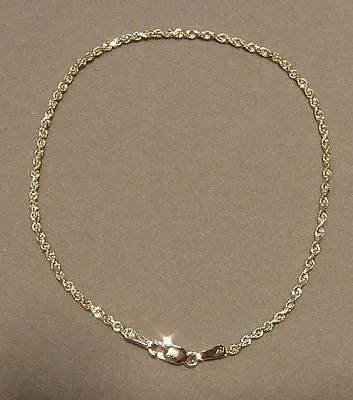 1.5MM SOLID 14K YELLOW GOLD DIAMOND CUT ROPE CHAIN ANKLET 10"