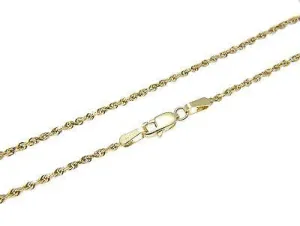 1.5MM SOLID 14K YELLOW GOLD DIAMOND CUT ROPE CHAIN ANKLET 10"