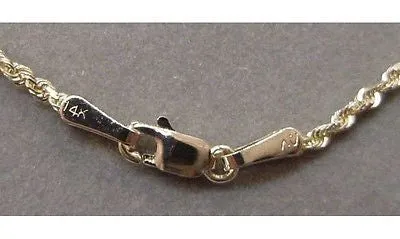1.5MM SOLID 14K YELLOW GOLD DIAMOND CUT ROPE CHAIN ANKLET 9"