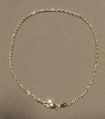 1.5MM SOLID 14K YELLOW GOLD DIAMOND CUT ROPE CHAIN BRACELET 7"