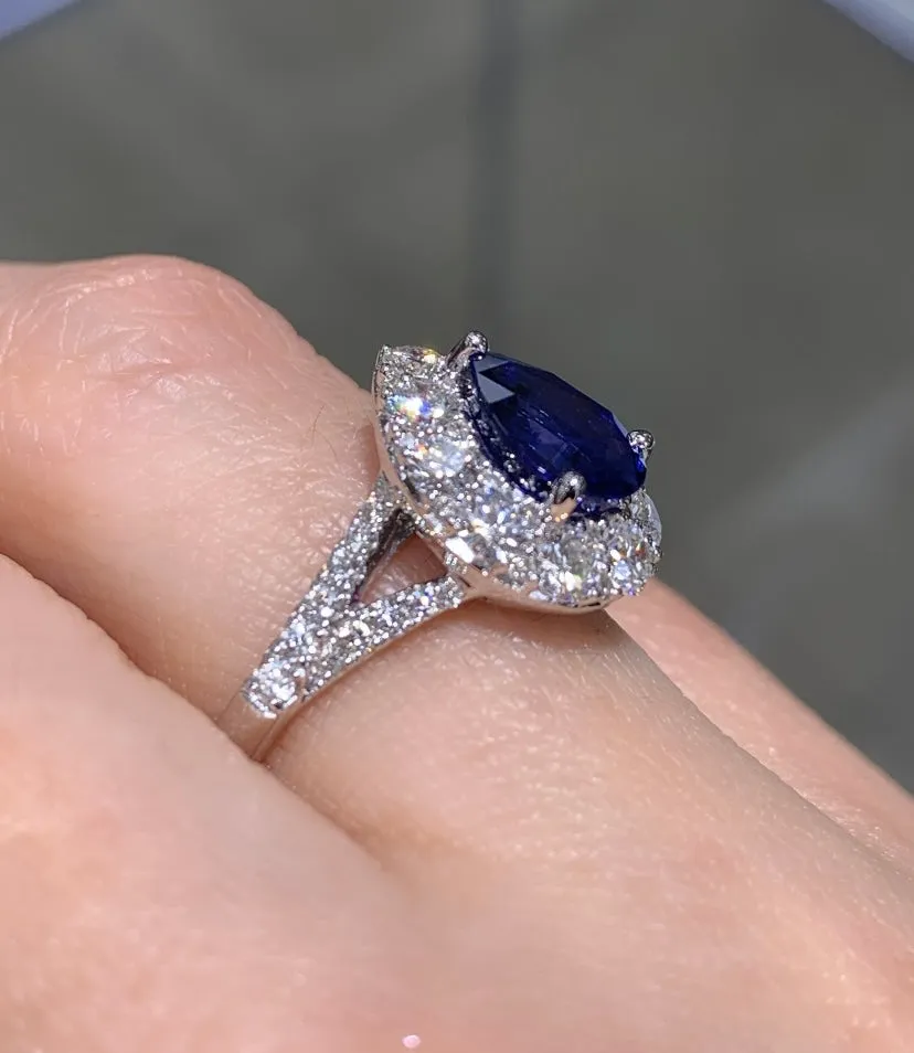 1.78ct tw Diamond Pear Shape Sapphire Ring
