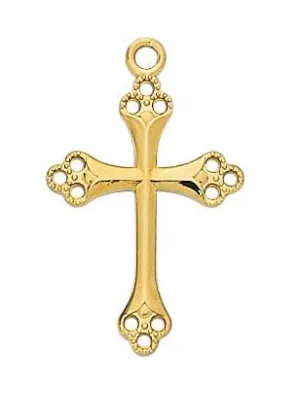 18k Gold over Sterling Silver Cross 13/16" with chain
