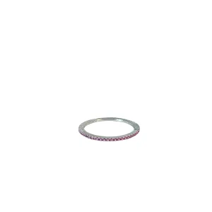 18k white Gold .15ct Round Pink Sapphire Band