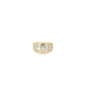 18K YELLOW GOLD 2CT EVVS2 CHANNEL SET BAGUETTE UNISEX PINKY AND FINGER RING