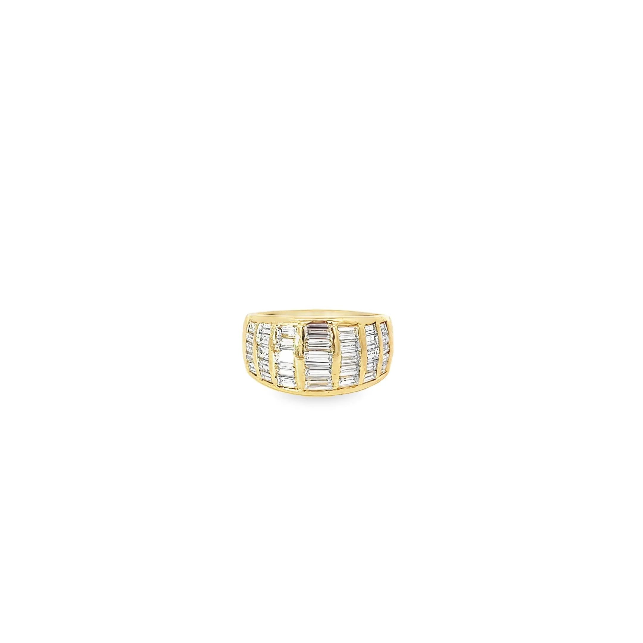 18K YELLOW GOLD 2CT EVVS2 CHANNEL SET BAGUETTE UNISEX PINKY AND FINGER RING