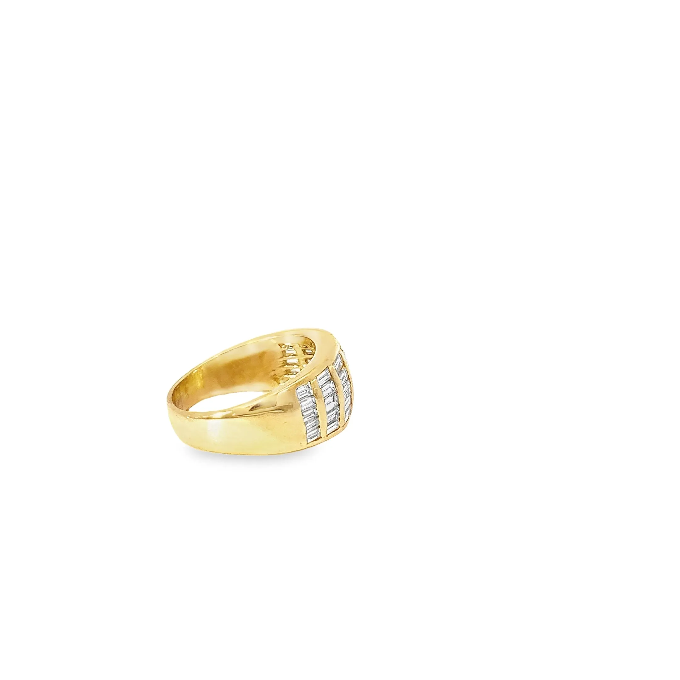 18K YELLOW GOLD 2CT EVVS2 CHANNEL SET BAGUETTE UNISEX PINKY AND FINGER RING