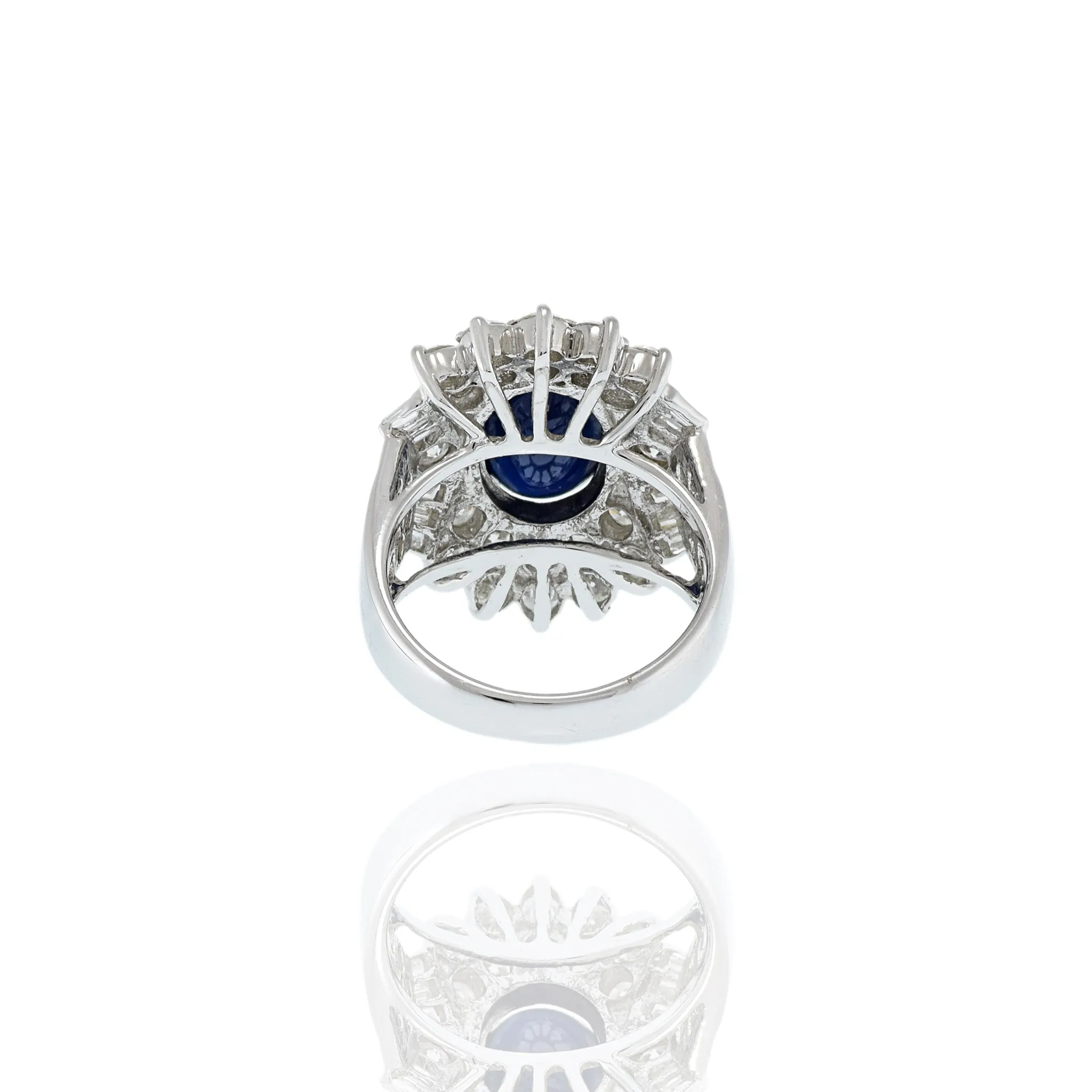 18KT White Gold Blue Sapphire And Diamond Cocktail Ring