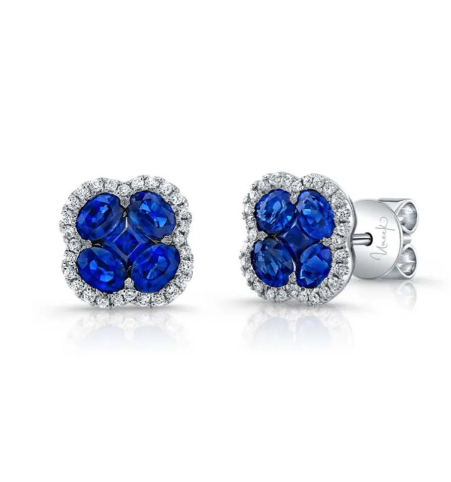 18KW Blue Sapphire and Diamond Earrings