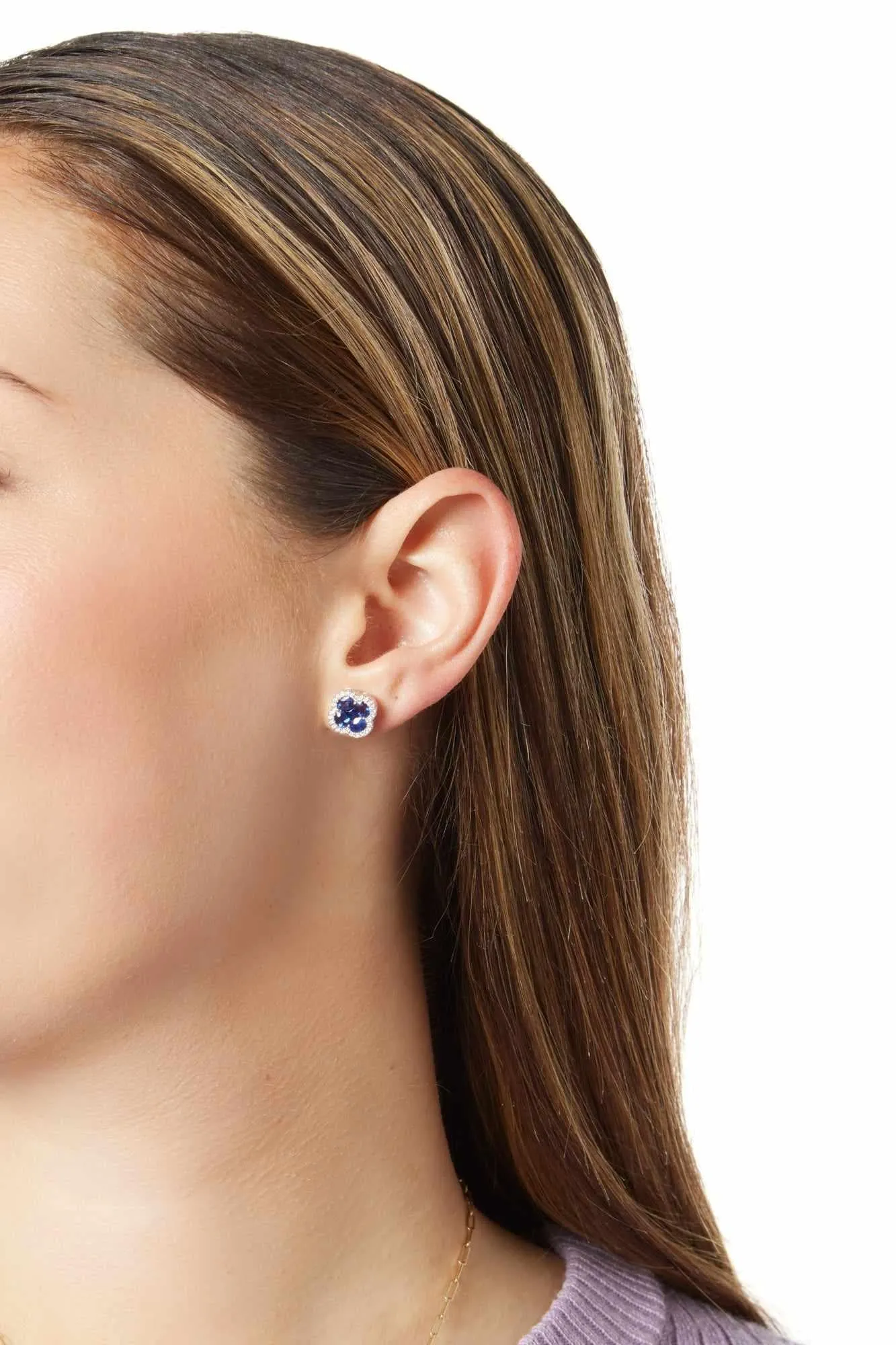 18KW Blue Sapphire and Diamond Earrings