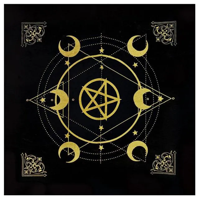 19.29x19.29in Tarot Cards Altar Tablecloth Velvet Square Divination Wicca Tapestry Witchy Aesthetic Embroidery Silk Touch Decor| |