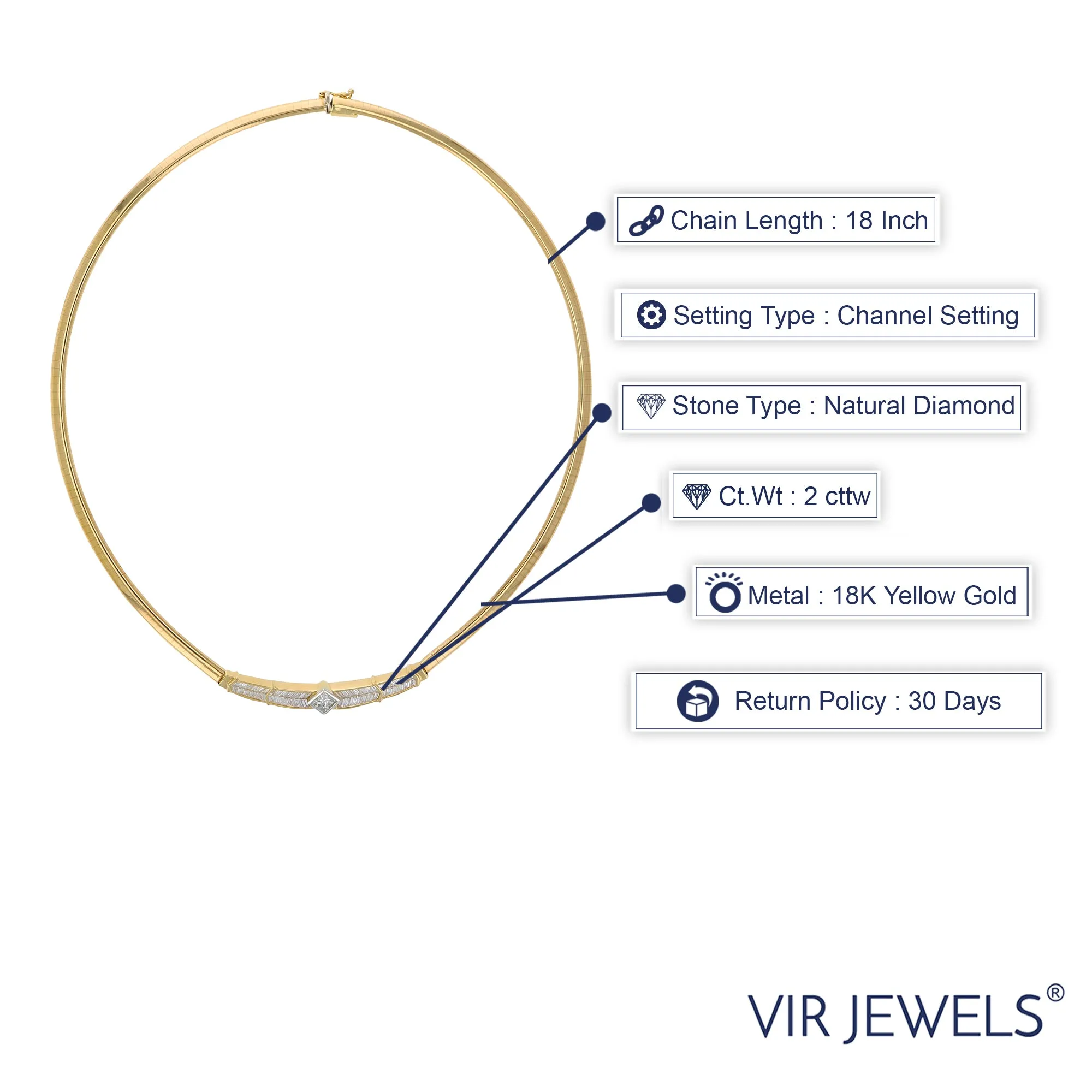 2 cttw Diamond Antique Necklace in 18K Yellow Gold