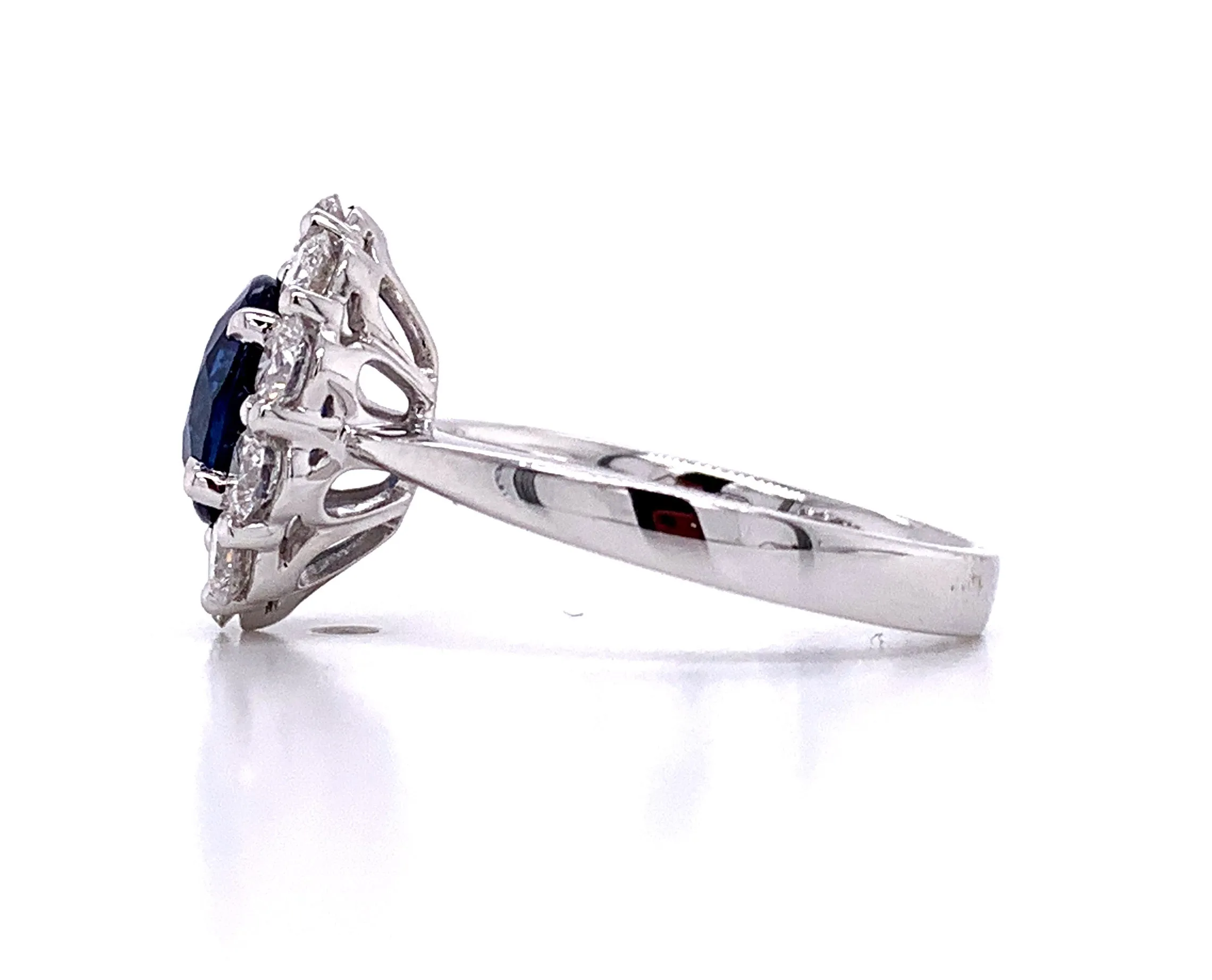 2.22ct Royal Blue Sapphire & Diamond  Ring