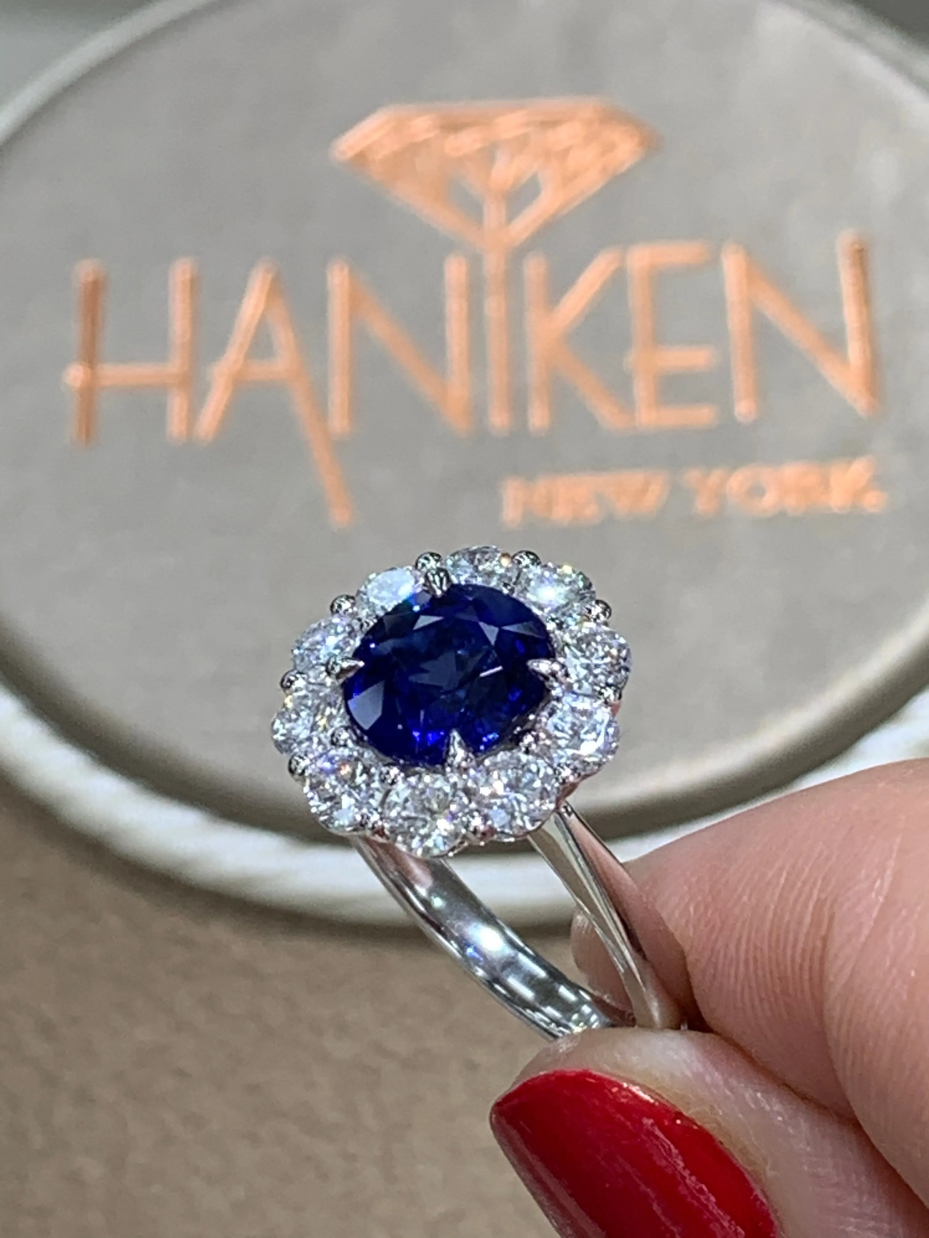 2.22ct Royal Blue Sapphire & Diamond  Ring