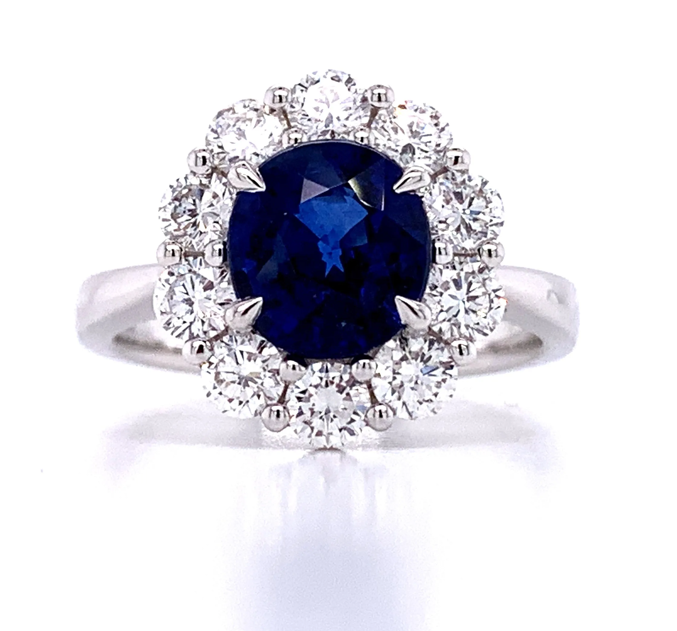 2.22ct Royal Blue Sapphire & Diamond  Ring