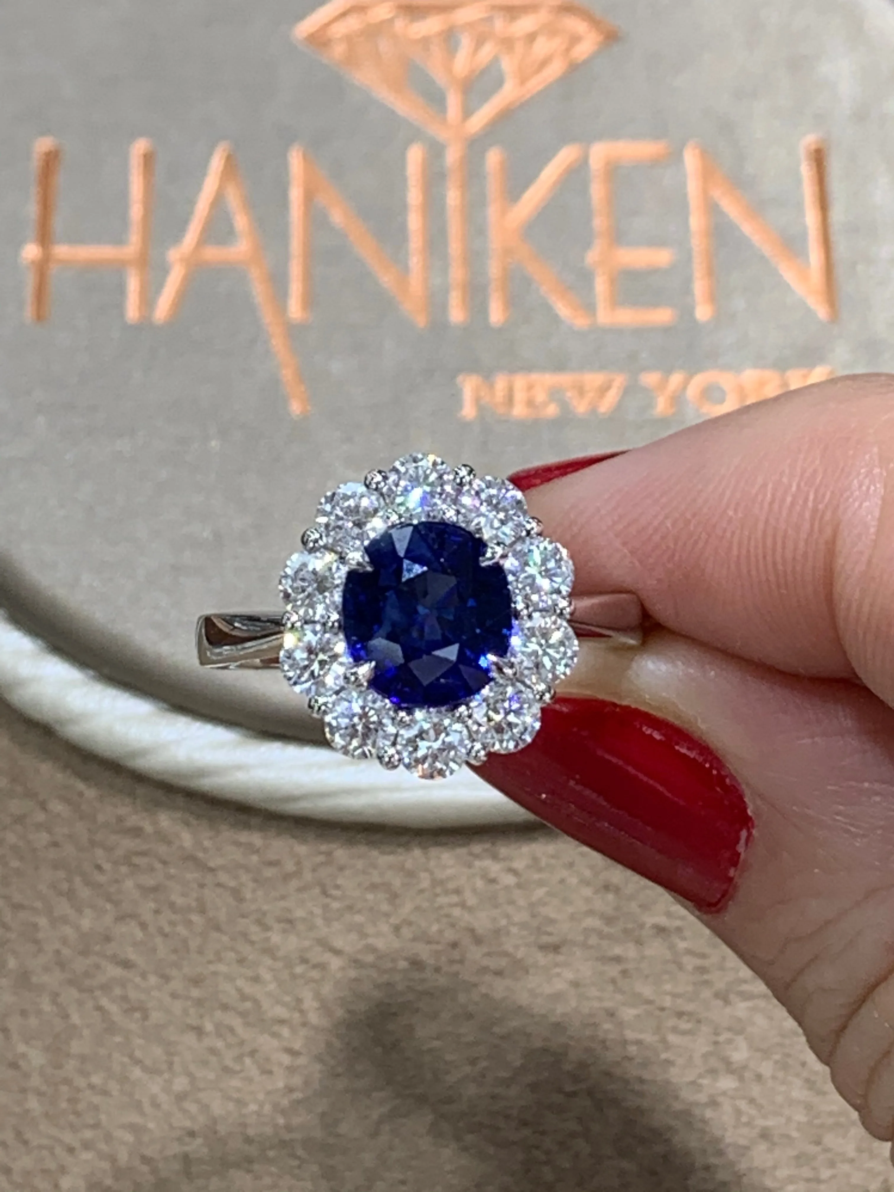 2.22ct Royal Blue Sapphire & Diamond  Ring