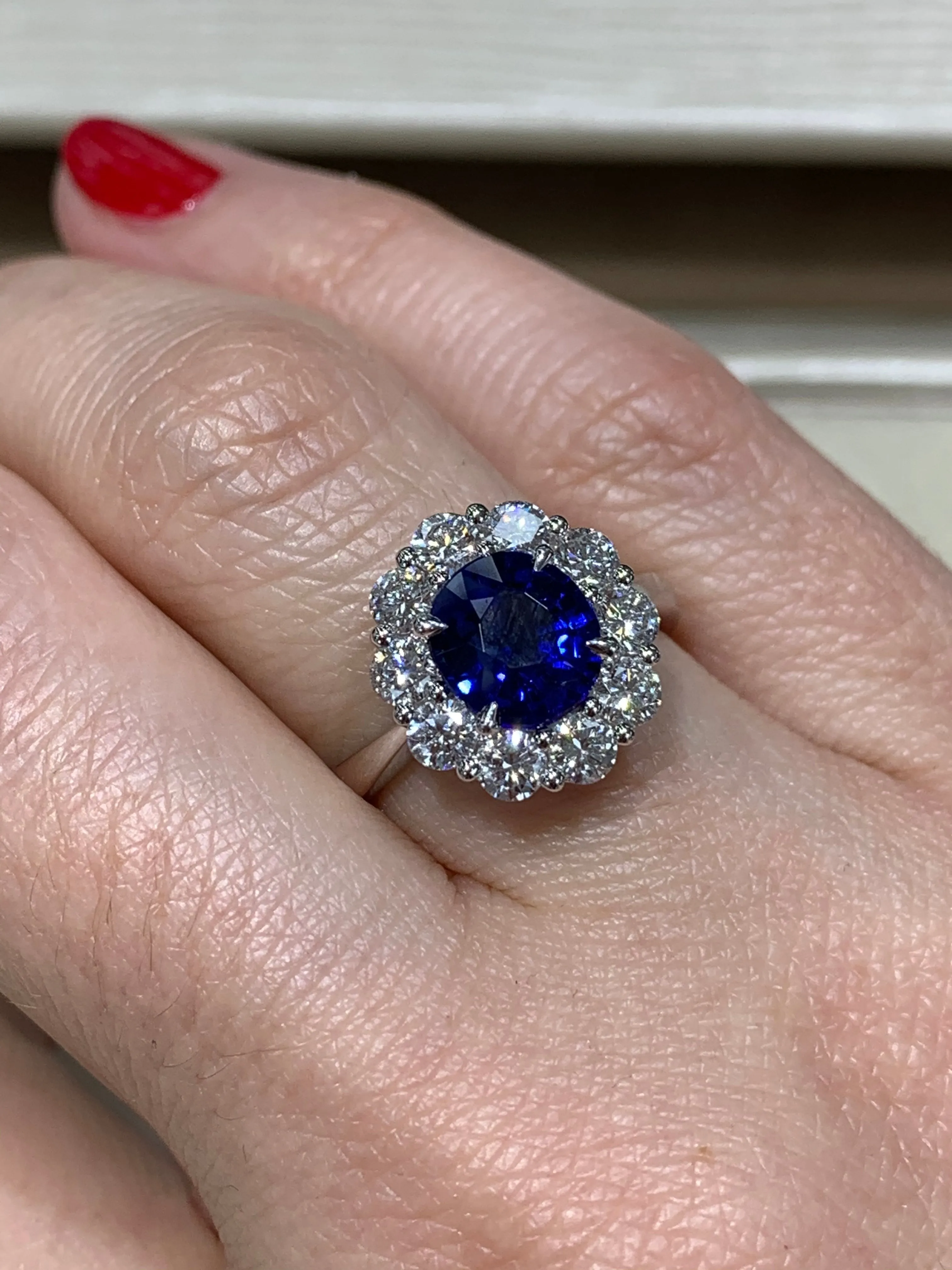2.22ct Royal Blue Sapphire & Diamond  Ring