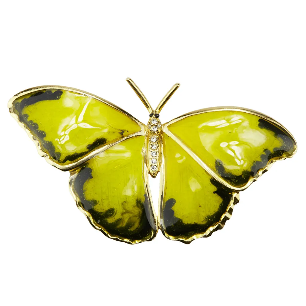 22k Gold-Plated Enamel Butterfly Brooch