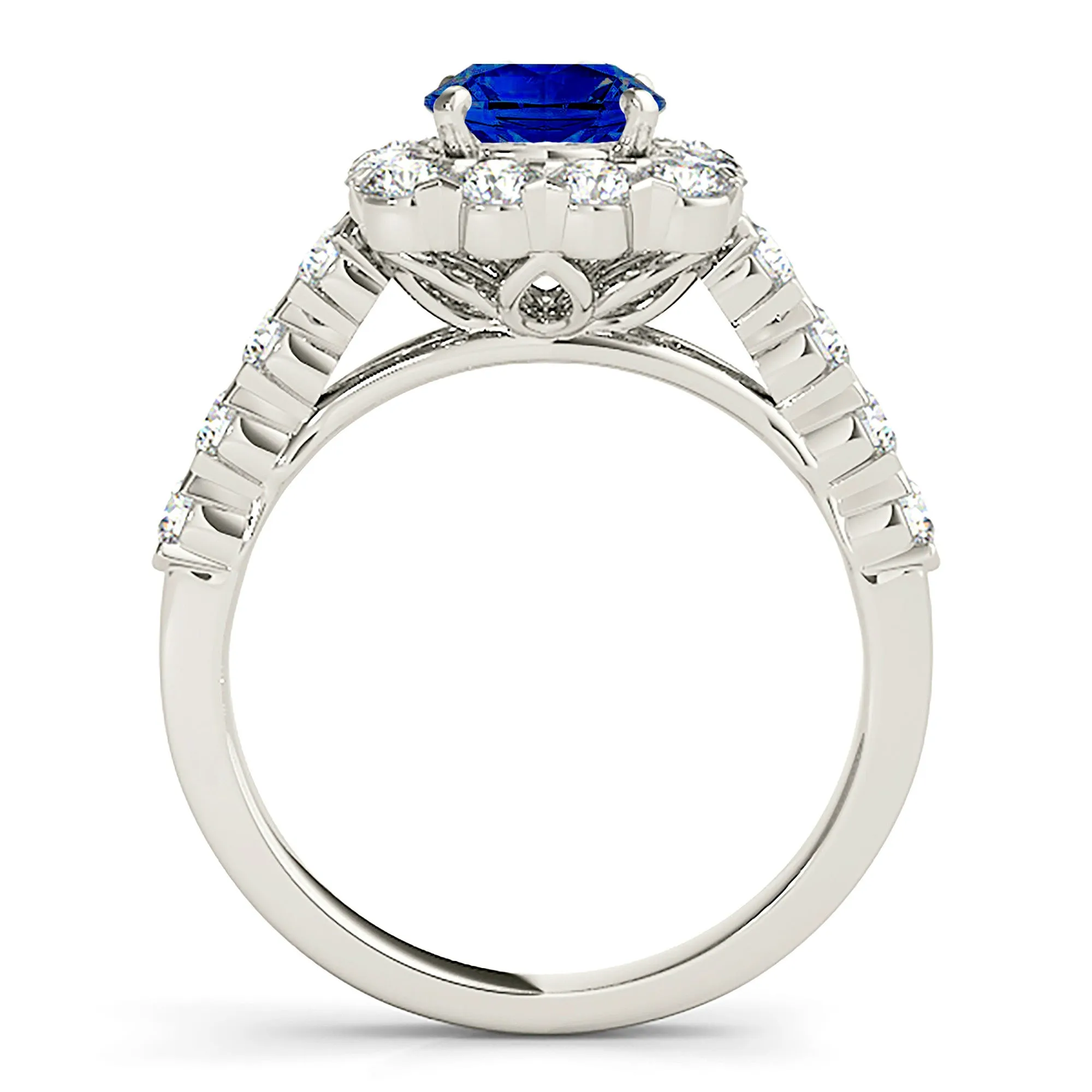 2.40 ct. Genuine Blue Sapphire Halo Ring