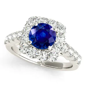 2.40 ct. Genuine Blue Sapphire Halo Ring