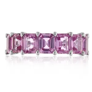 3.30ct tw Emerald-cut Pink sapphire Gemstone Birthstone Half Eternity Ring