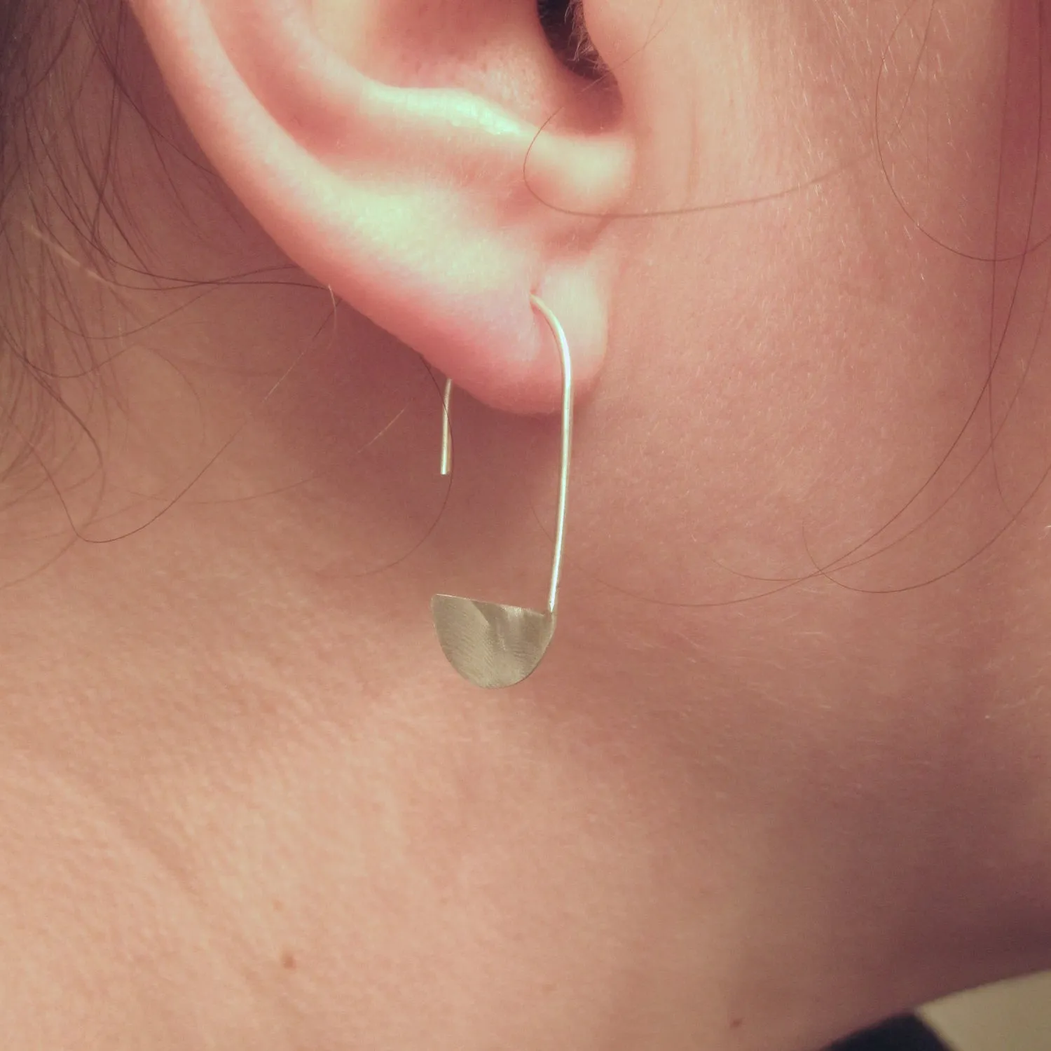 A Contemporary, Hand-Made Take on the Classic Design,  Crescent Moon Dangle Earrings - 0136
