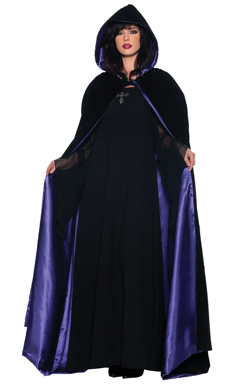 Adult Deluxe Velvet and Satin Purple Cape
