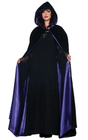 Adult Deluxe Velvet and Satin Purple Cape