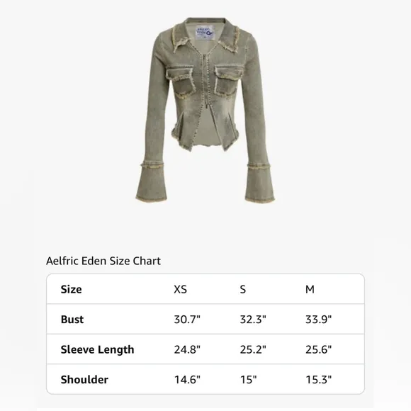 Aelfric Eden Denim Jacket Fringe Fashion Vintage Washed Long Sleeve Jean Coat