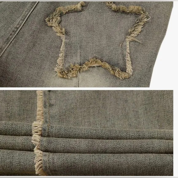 Aelfric Eden Denim Jacket Fringe Fashion Vintage Washed Long Sleeve Jean Coat