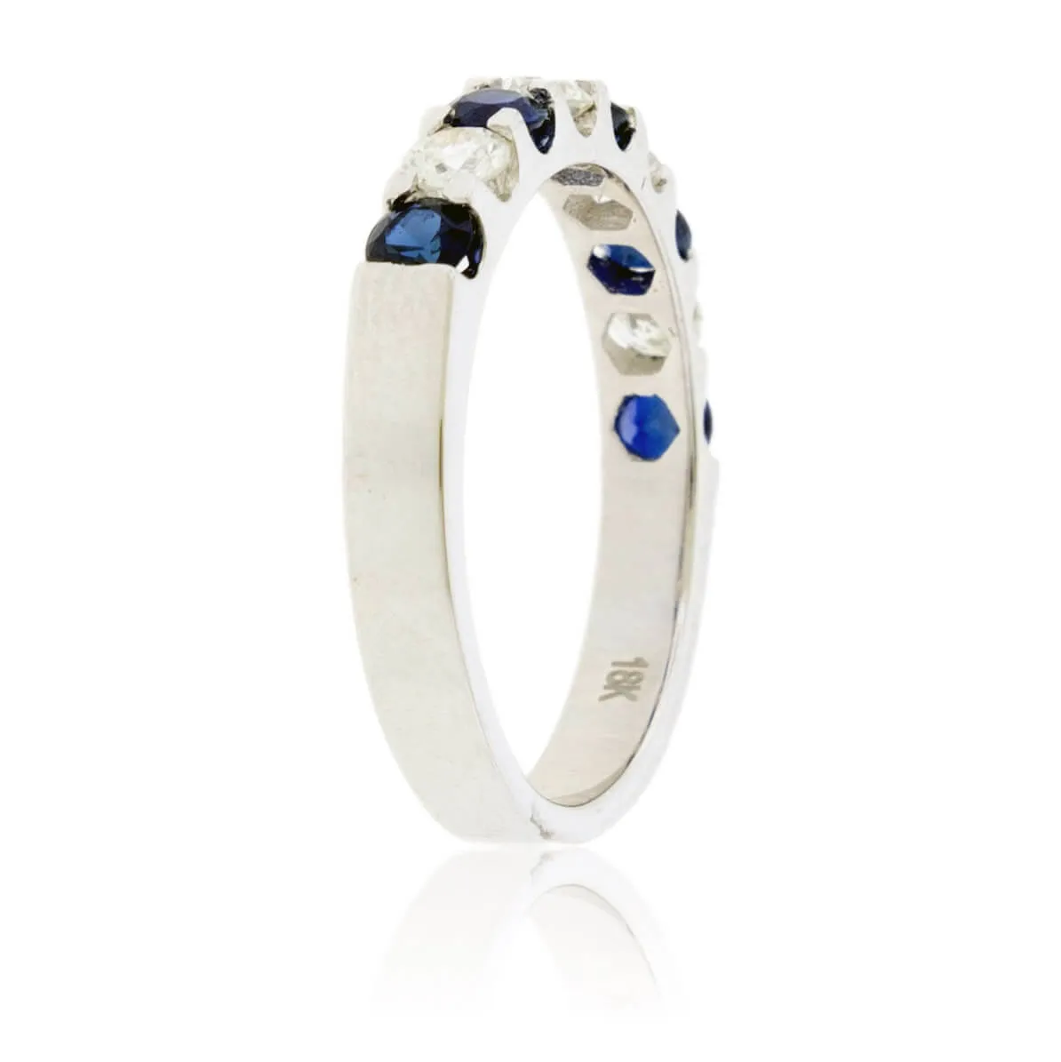 Alternating Blue Sapphire & Diamond Band