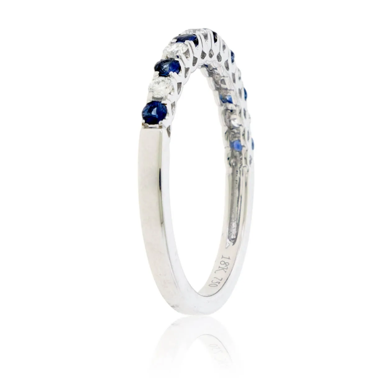 Alternating Blue Sapphire & Diamond Band