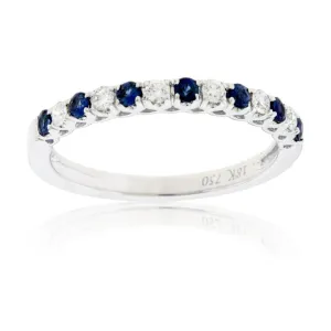 Alternating Blue Sapphire & Diamond Band