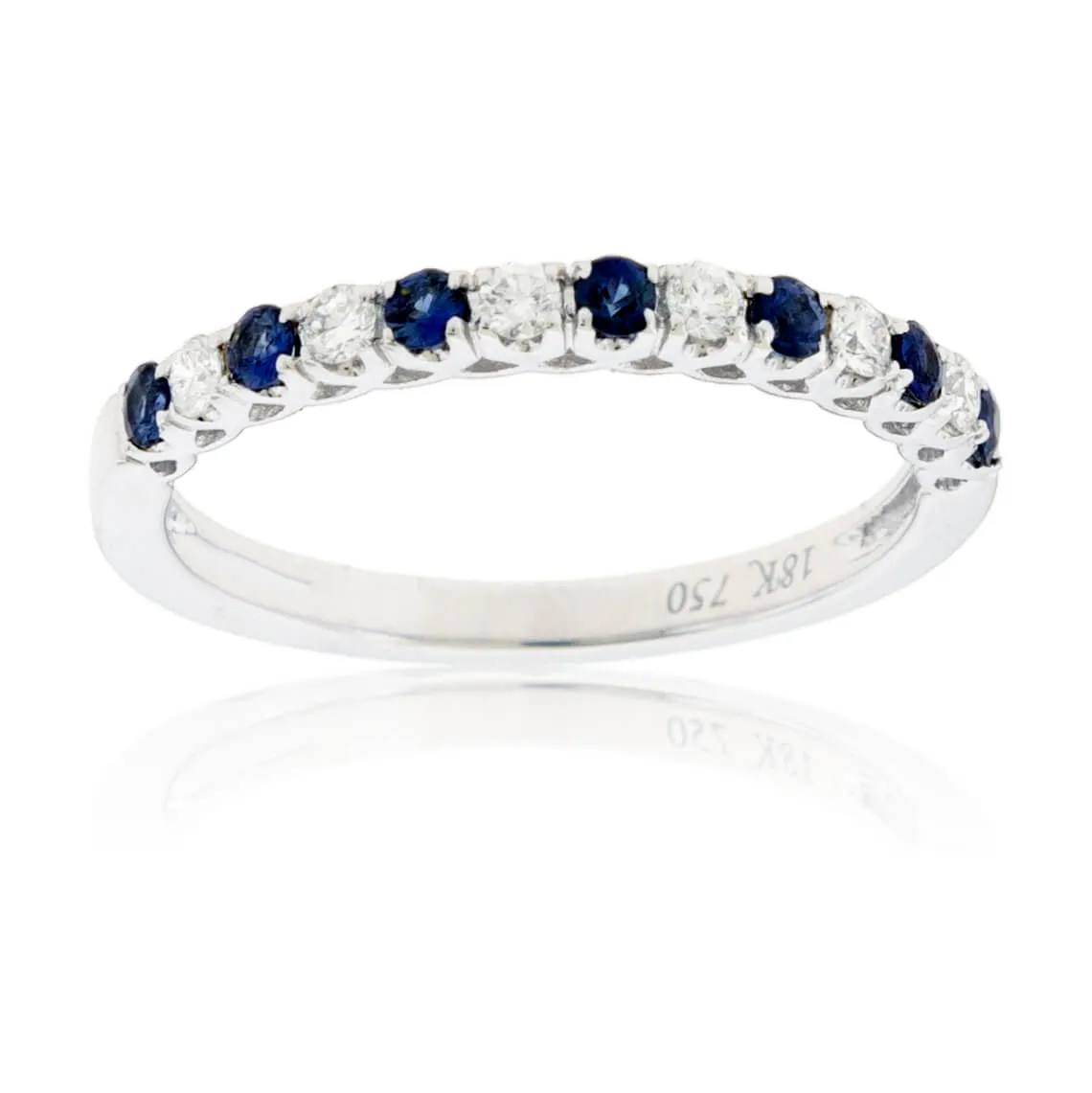 Alternating Blue Sapphire & Diamond Band