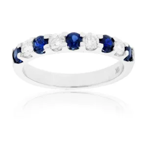 Alternating Blue Sapphire & Diamond Band