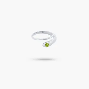 Amare Wear Peridot Snake Silver Ring