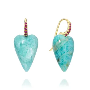 Amazonite Heart Drop Earrings