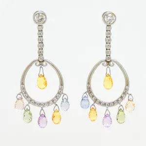 Anatoly Novik Diamond and Multicolor Sapphire Briolette Earrings