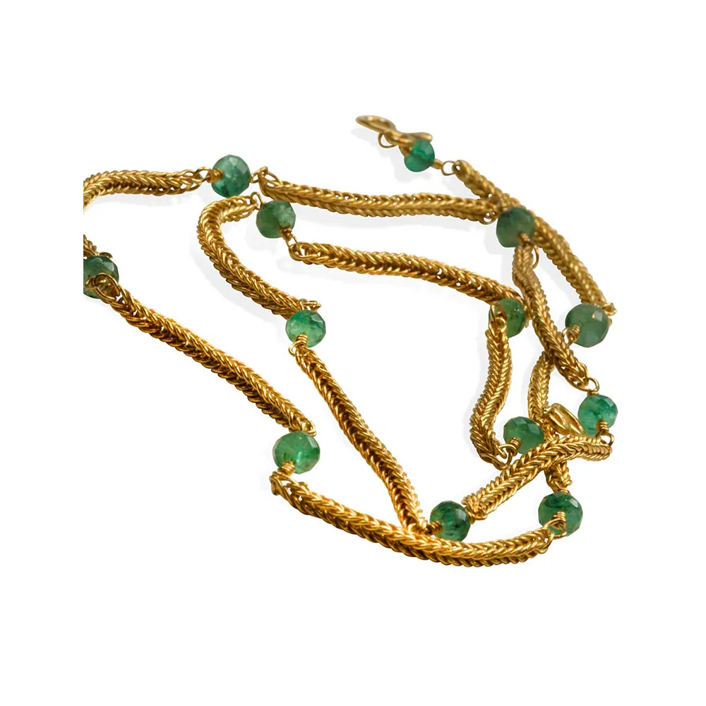 Ancient Weave 22k Gold & Emerald Chain