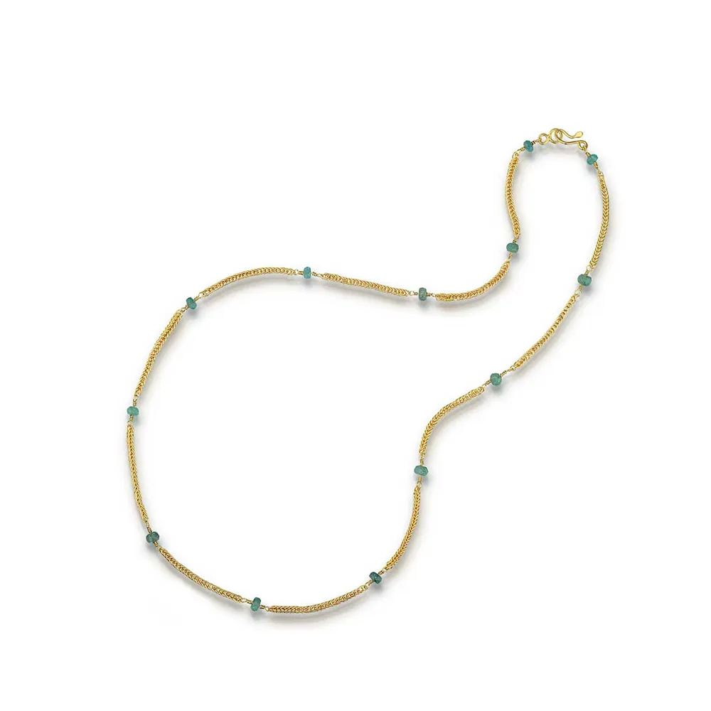 Ancient Weave 22k Gold & Emerald Chain