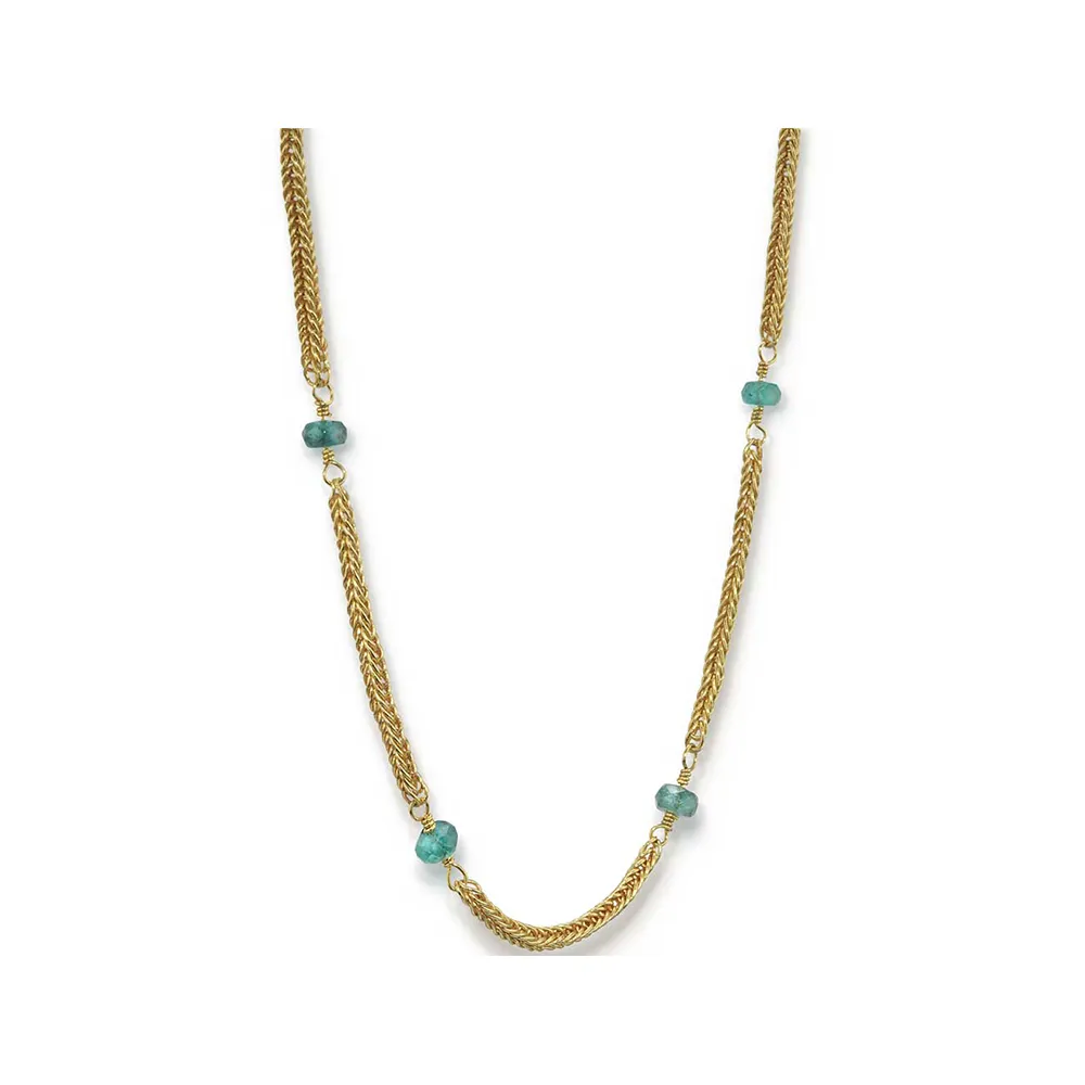 Ancient Weave 22k Gold & Emerald Chain